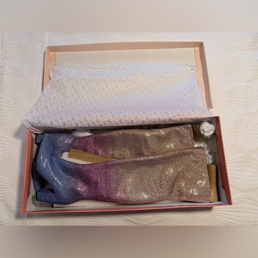Gianni Bini Sparkle Ombre Over-the-Knee Boots in Pink & Blue - Picture 4 of 6